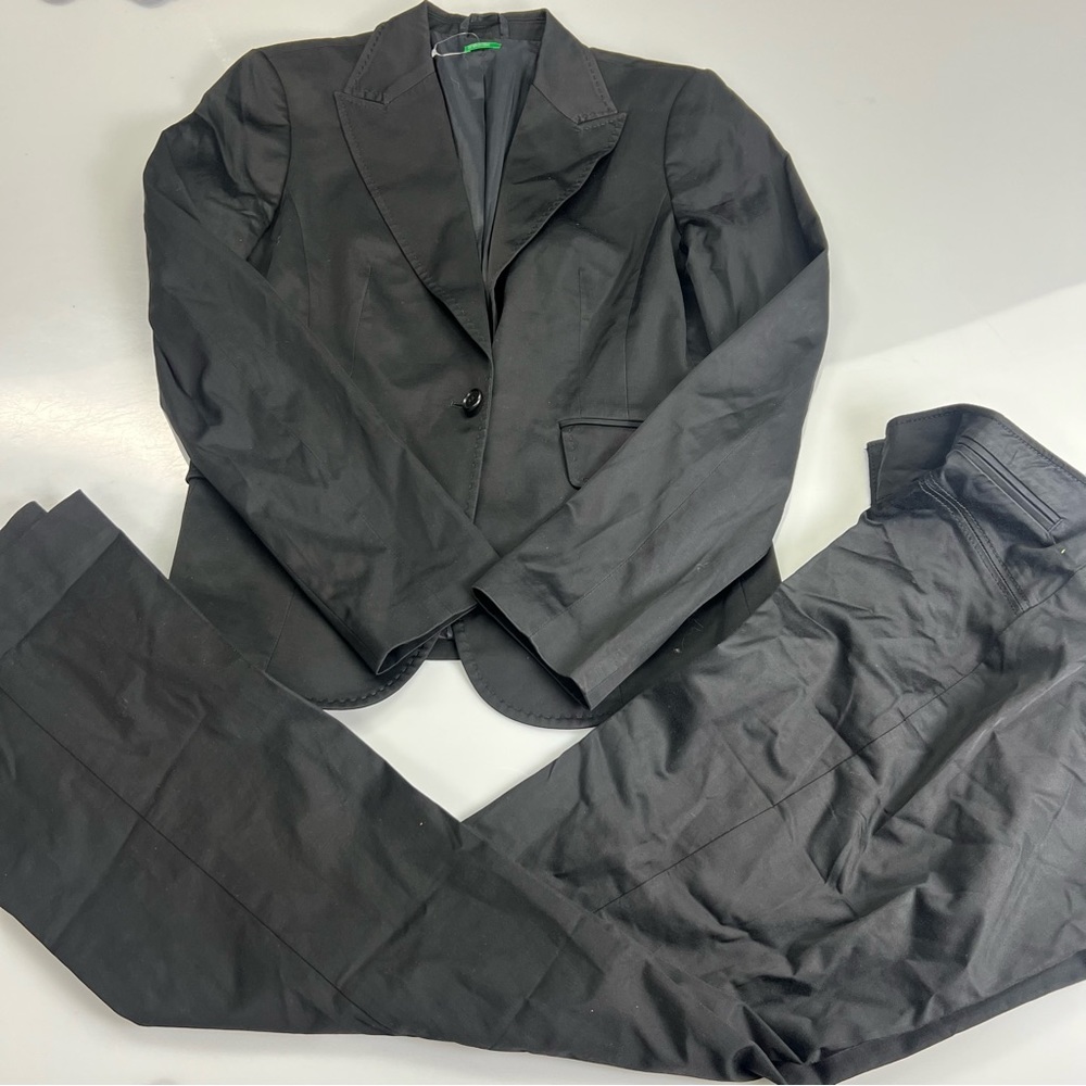 United Colors of Benetton women’s black blazer trouser set 44 L8-36 - Picture 1 of 9